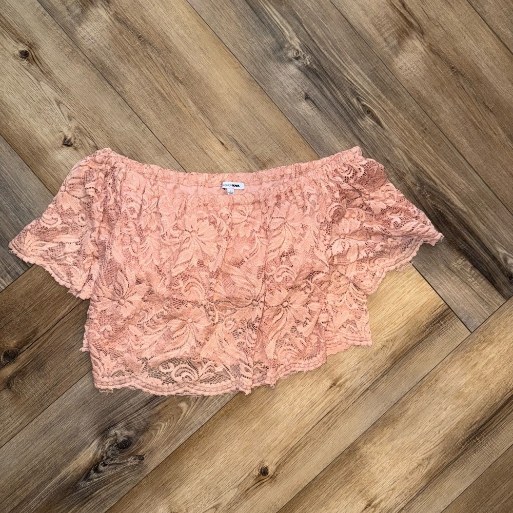 Elegant Lace Off-Shoulder Top in Pink